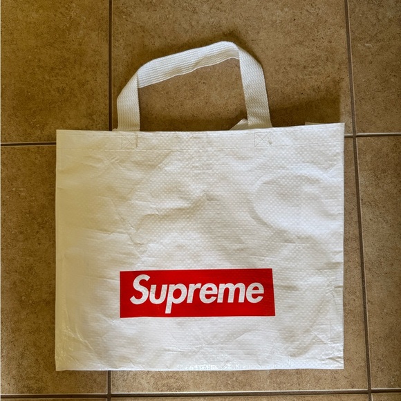 Supreme White Tote Bag with Red Logo - Picture 1 of 2